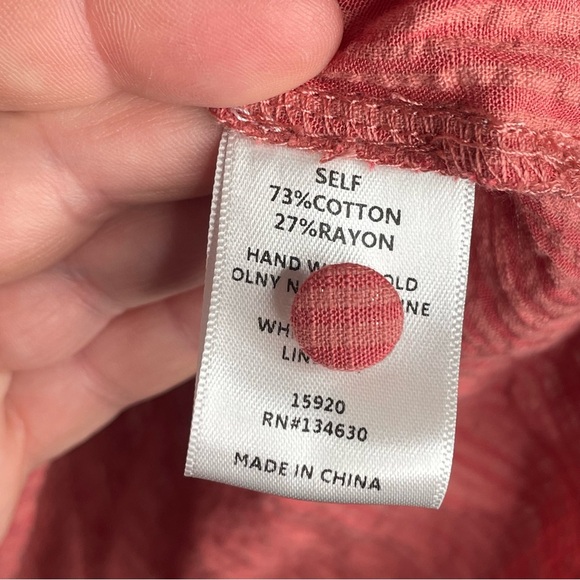 Evereve Ingrid Textured Stripe Top Cotton Blend Work Flowy in Rusted Rose M - Picture 11 of 11